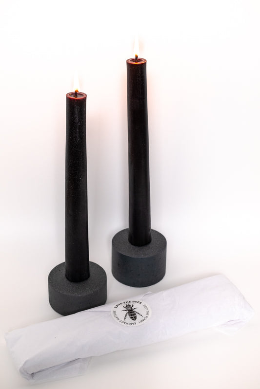 Cast concrete candle holders (pair)