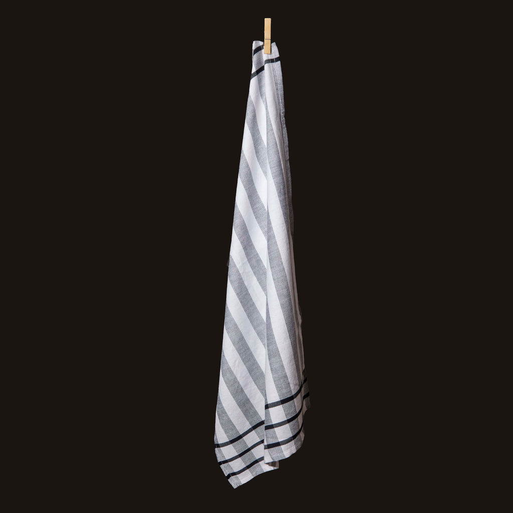 Grey and White Stripe Tea Towel (B)