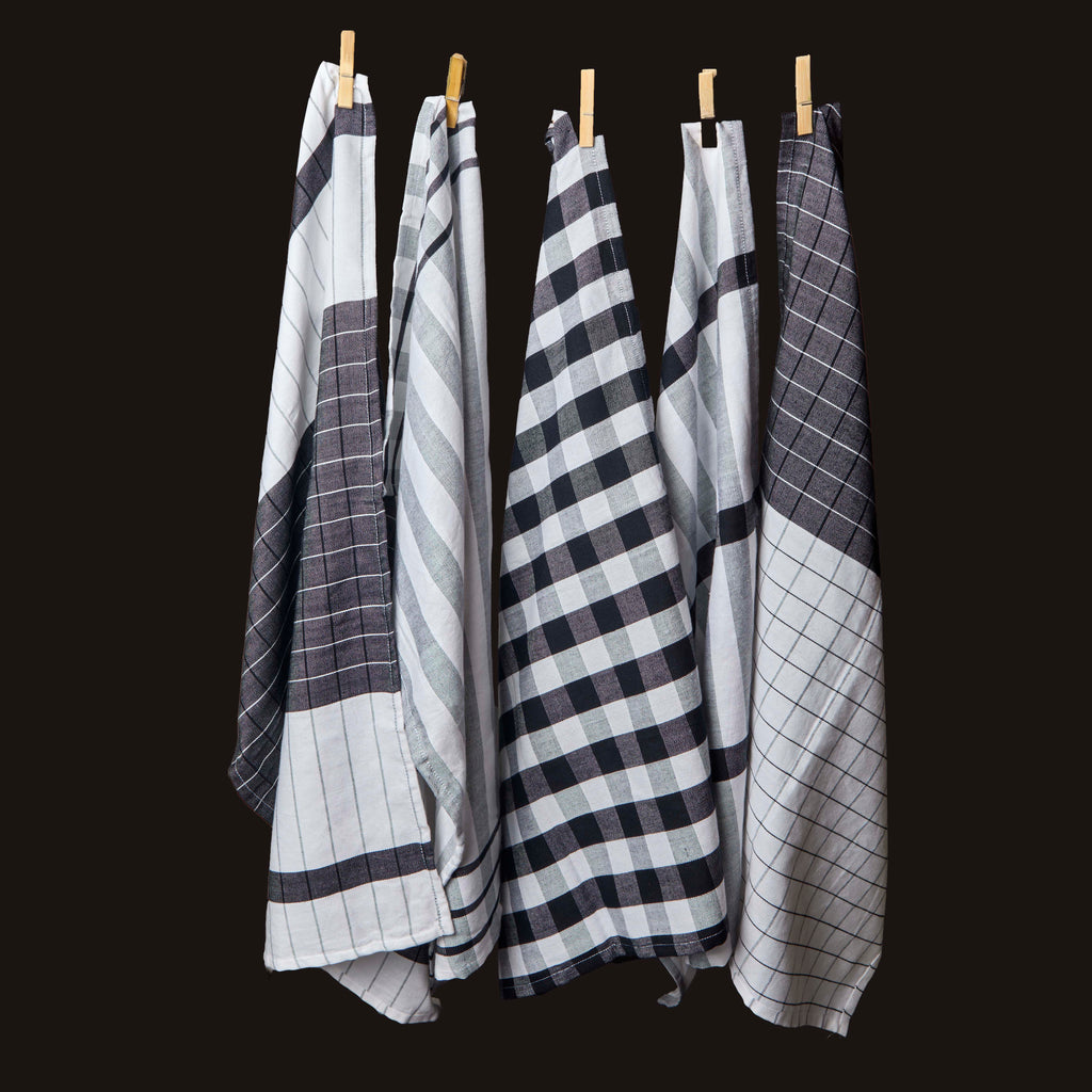 Black and White Grid Tea Towel (C)
