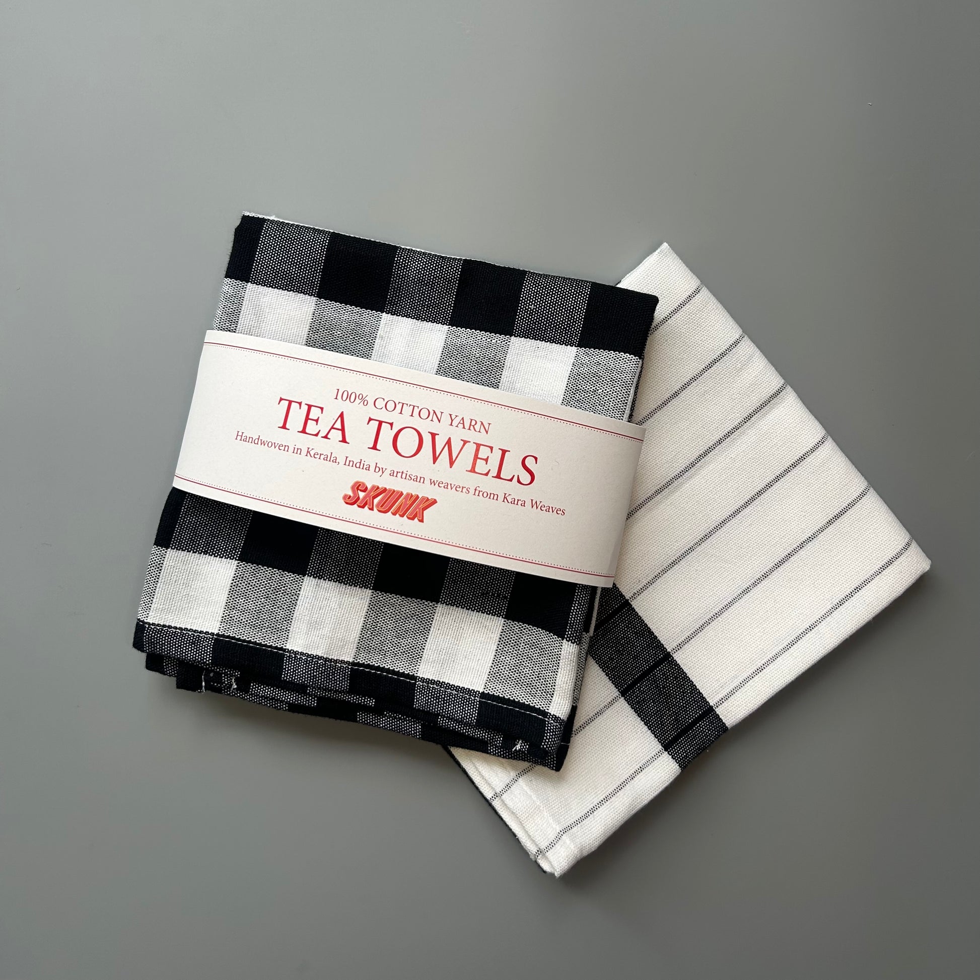 Black and white tea towel - set of two