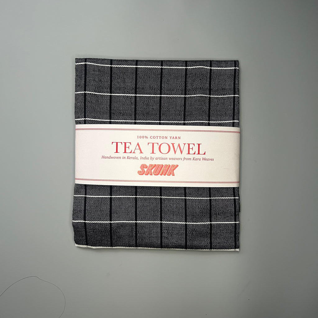 Black and White Grid Tea Towel (C)