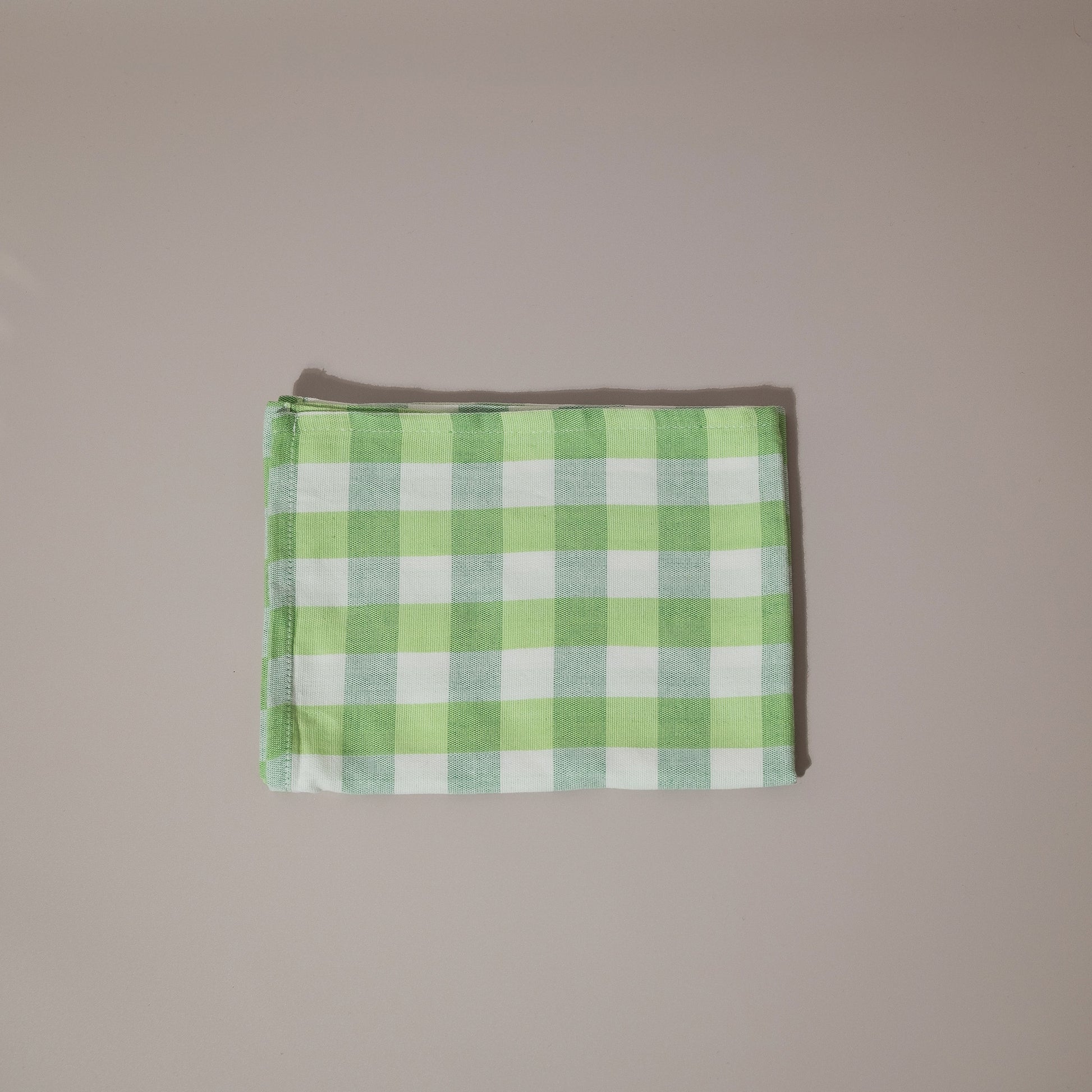 Green check tea towel